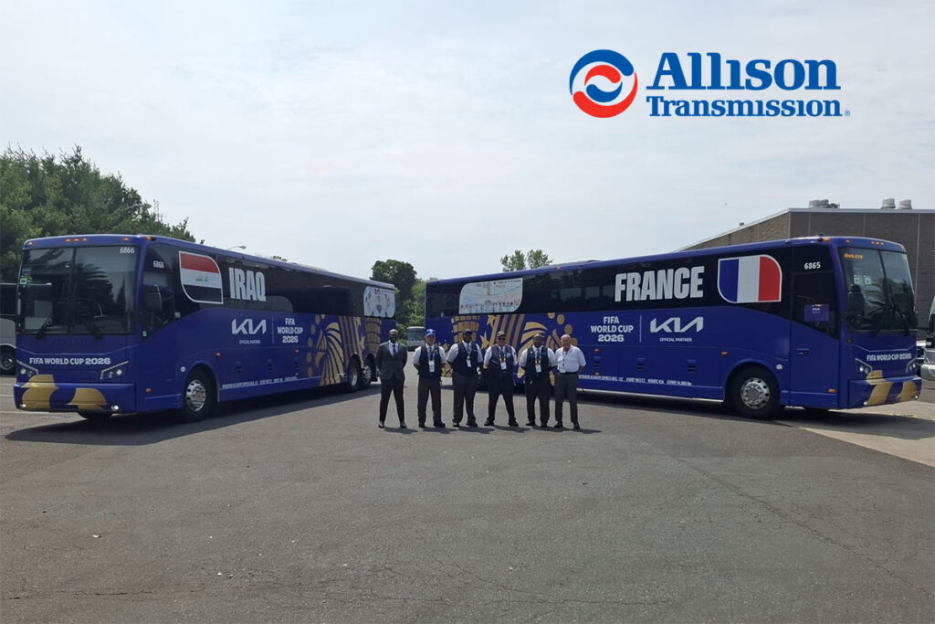Autocars Van Hool équipés de la boîte de vitesses Allison B 500 pour les équipes de France et d'Irak lors de la Coupe du Monde FIFA 2026